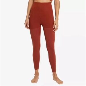 Nike Yoga Luxe Leggings Womens Small Red Stone Layered High Rise 7/8 Length New